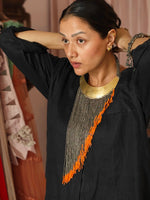 Load image into Gallery viewer, Silver & Orange Beads Asymmetrical Necklace