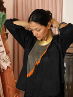 Load image into Gallery viewer, Silver & Orange Beads Asymmetrical Necklace