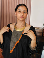 Load image into Gallery viewer, Silver & Orange Beads Asymmetrical Necklace