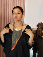 Load image into Gallery viewer, Silver & Orange Beads Asymmetrical Necklace