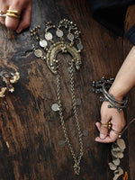 Load image into Gallery viewer, Silver long chain half moon designed pendent Necklace