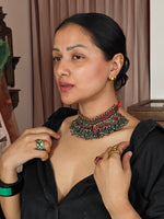 Load image into Gallery viewer, Red Mirror Afgani Choker