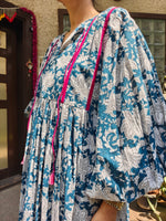 Load image into Gallery viewer, Blue Jaipuri Flare Dress