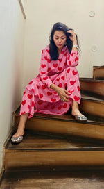 Load image into Gallery viewer, Pink Heart Print Co-ord Set