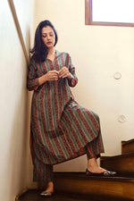 Load image into Gallery viewer, Maroon with Green Strips Co-ord Set