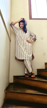 Load image into Gallery viewer, White with Pink Strips Co-ord Set
