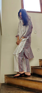 Load image into Gallery viewer, White with Pink Strips Co-ord Set