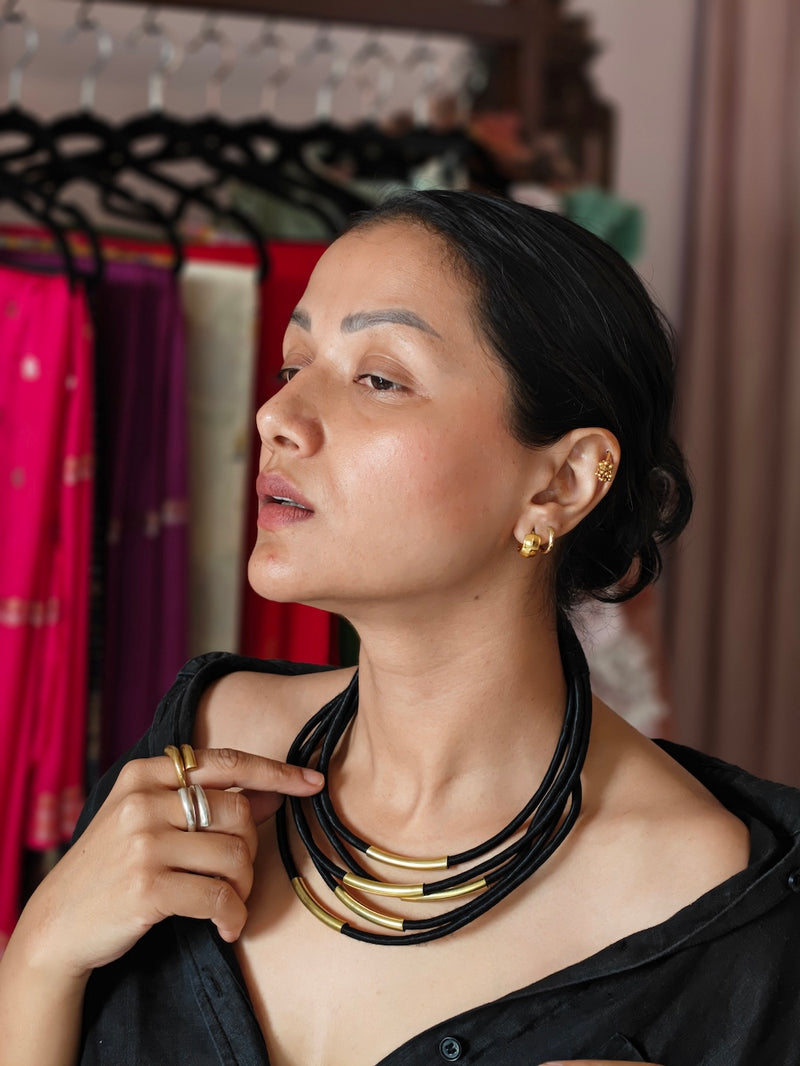 Black Multi-Strand  Necklace