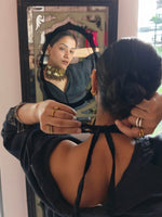Load image into Gallery viewer, Black &amp; Red beads Asymmetrical  Necklace
