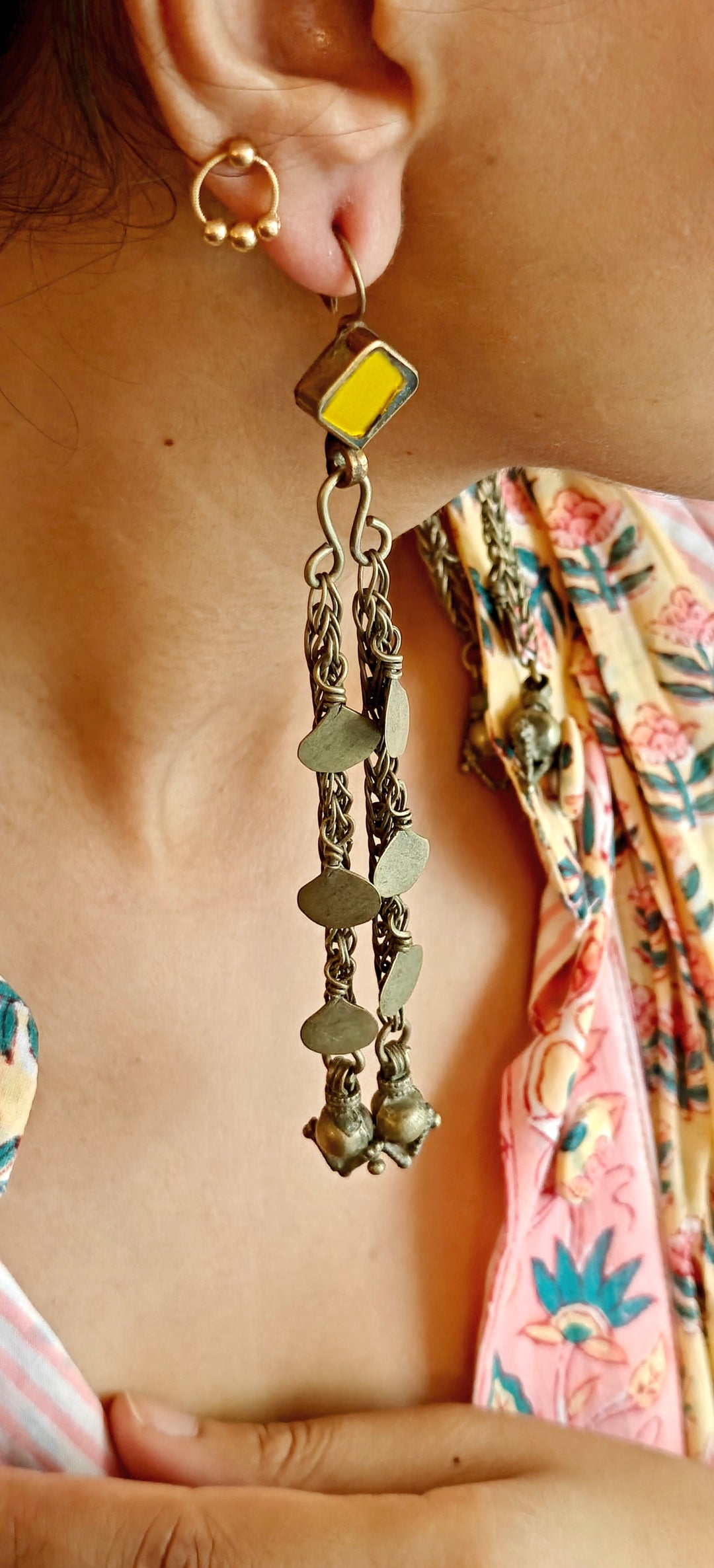 Silver Long Strings Earring