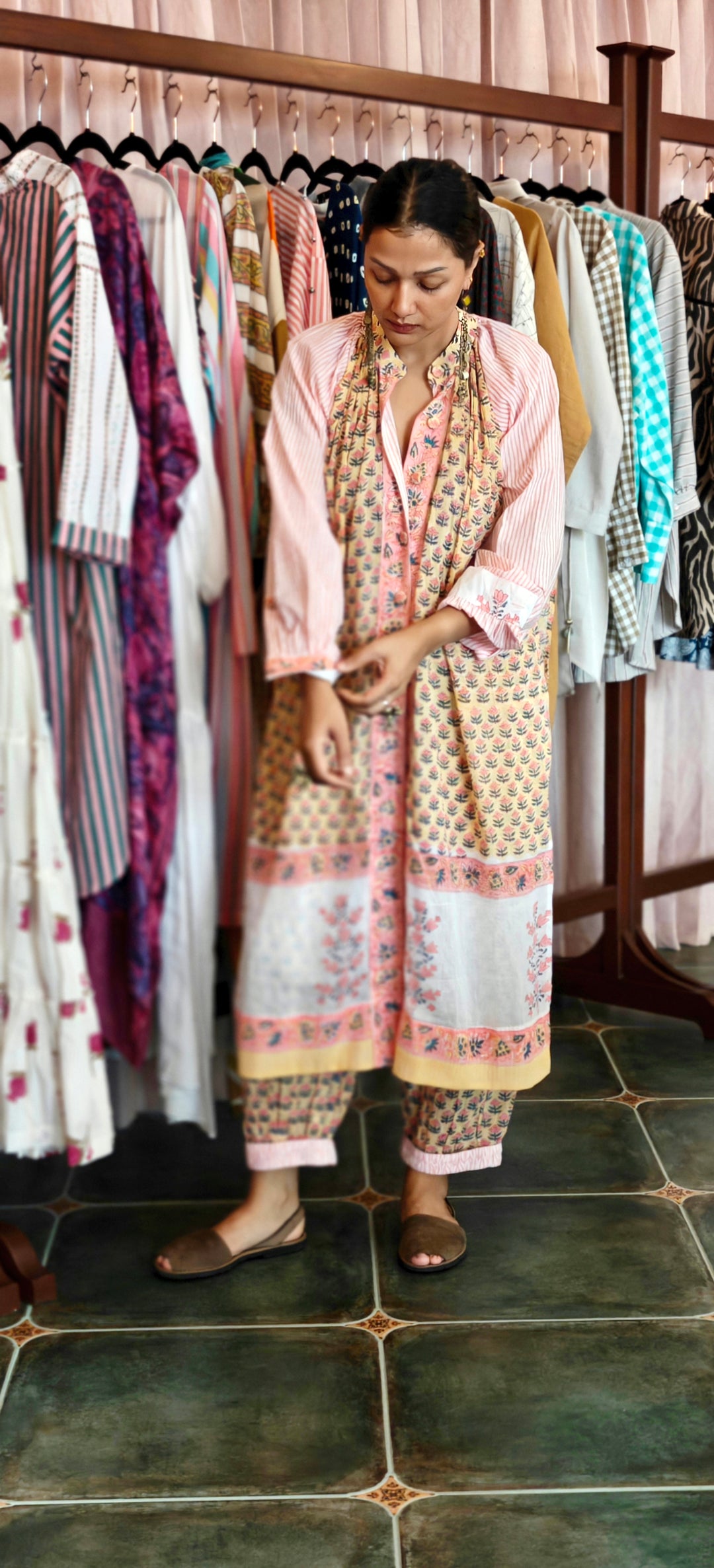 Orange Pink & White Floral Prints