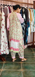 Load image into Gallery viewer, Pista Green Pink &amp; White Floral Prints
