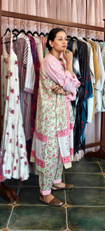 Load image into Gallery viewer, Pista Green Pink &amp; White Floral Prints

