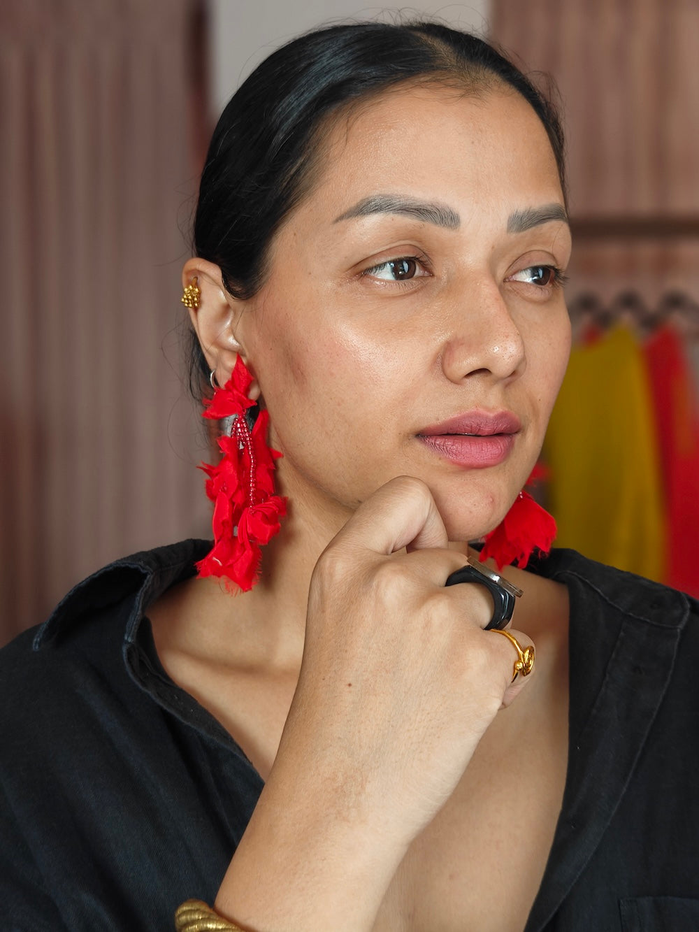 Red Igniss Fringe Earrings
