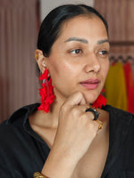 Load image into Gallery viewer, Red Igniss Fringe Earrings
