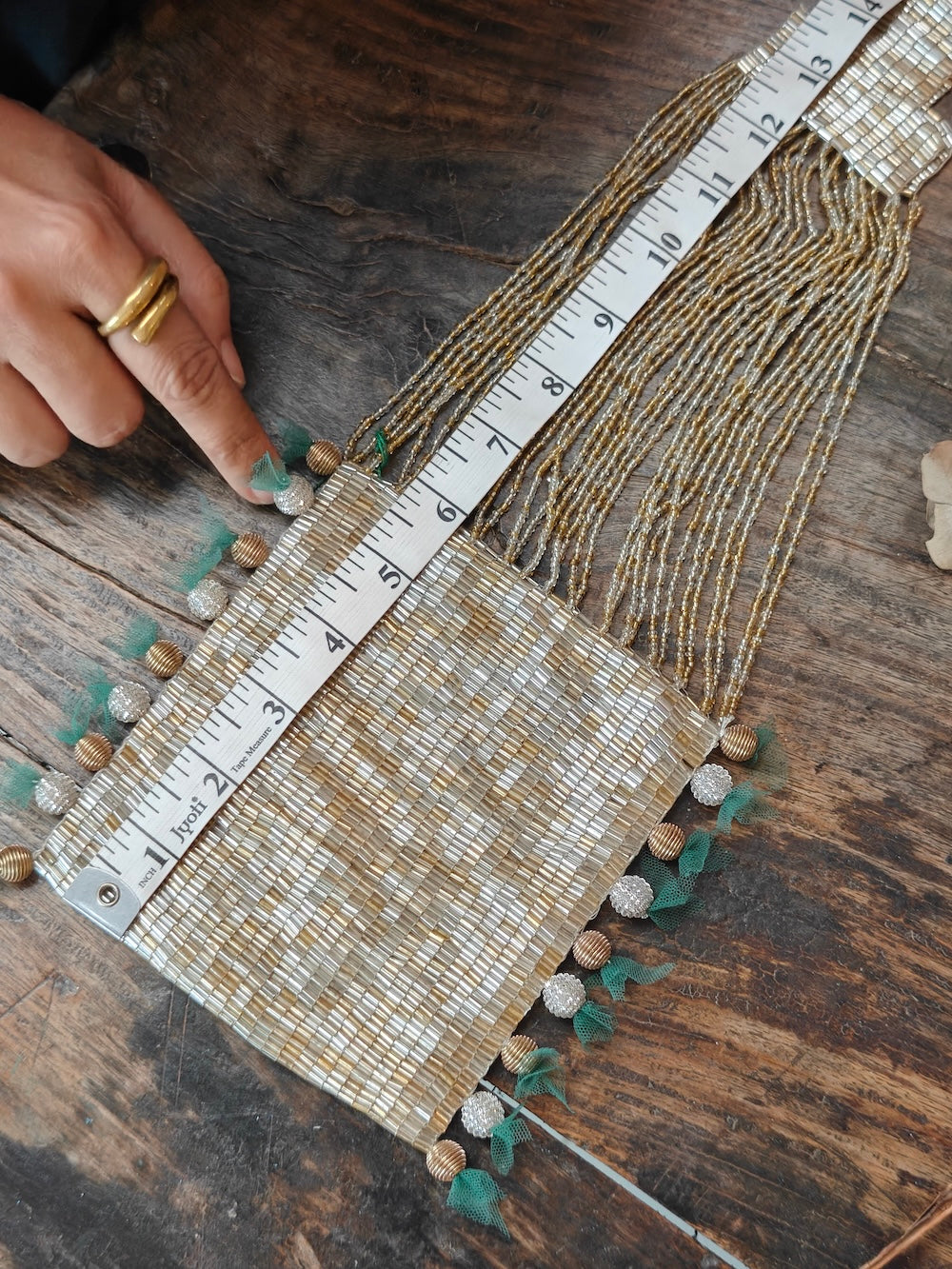 Silver and Gold  Kardana & Beaded mini Bag