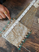 Load image into Gallery viewer, Silver and Gold  Kardana &amp; Beaded mini Bag
