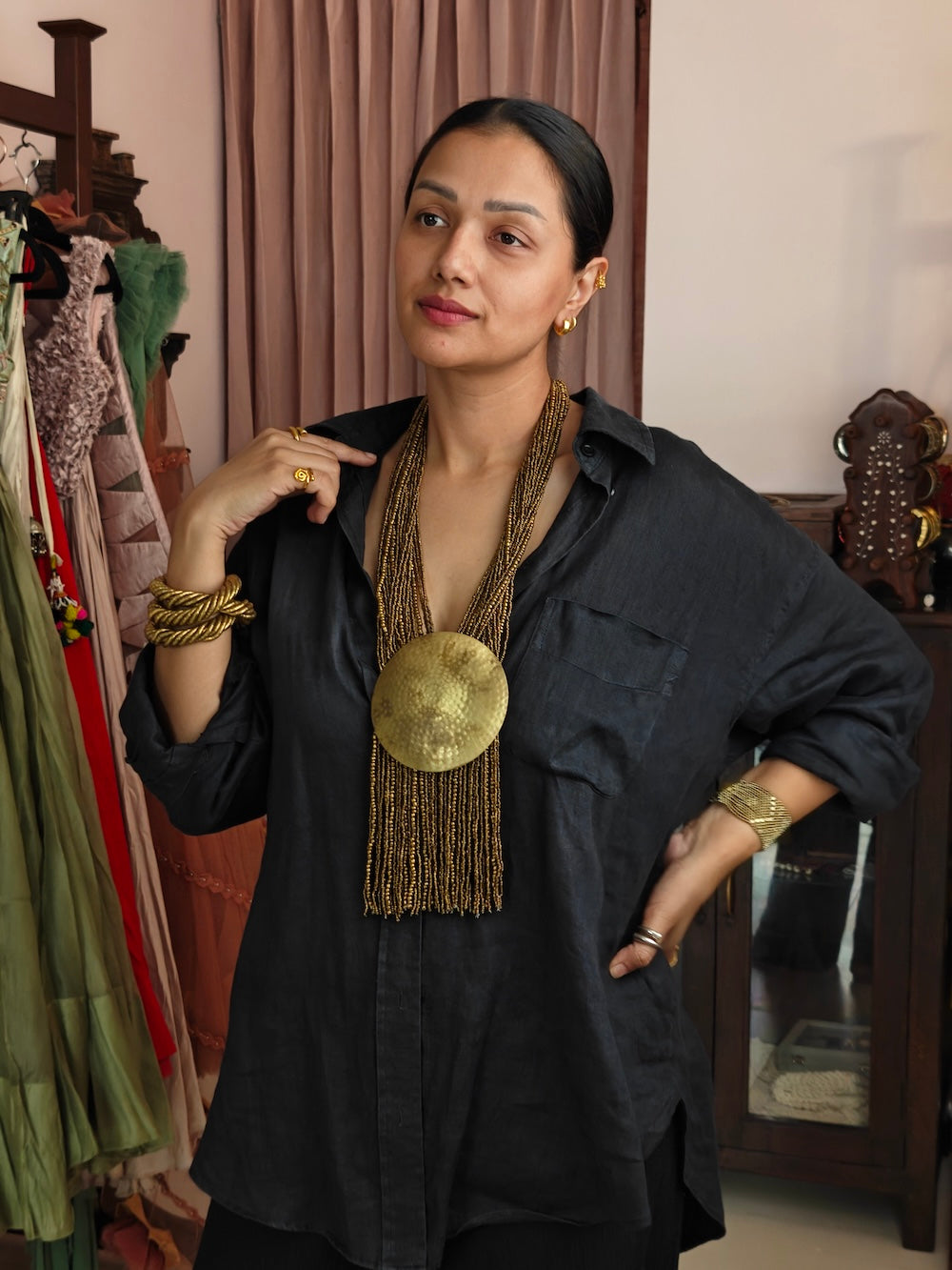 Gold Beads Layerd  Necklace