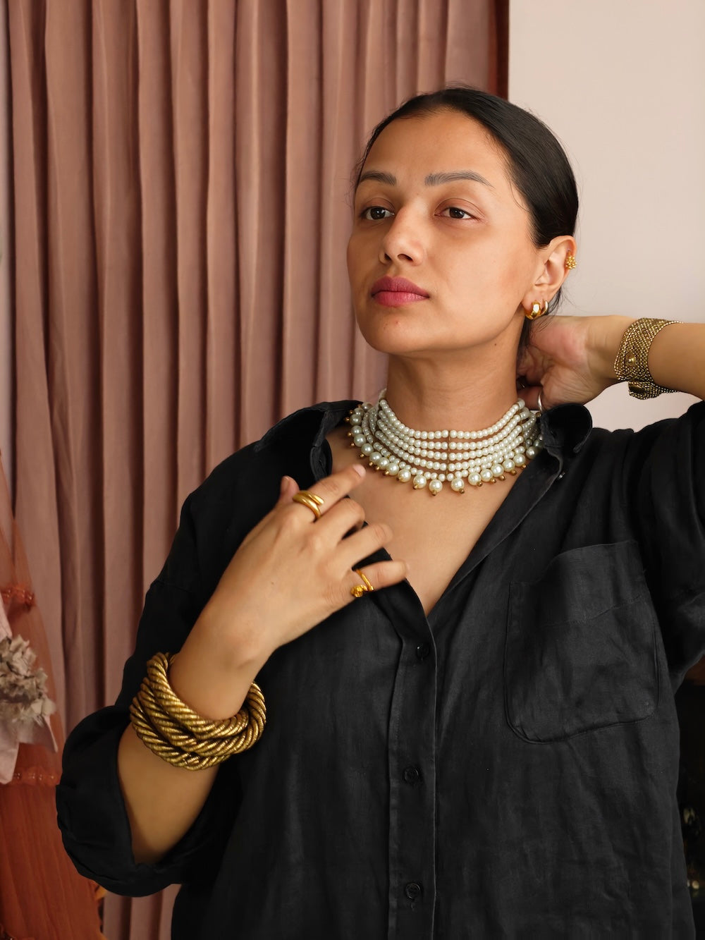 White beaded choker