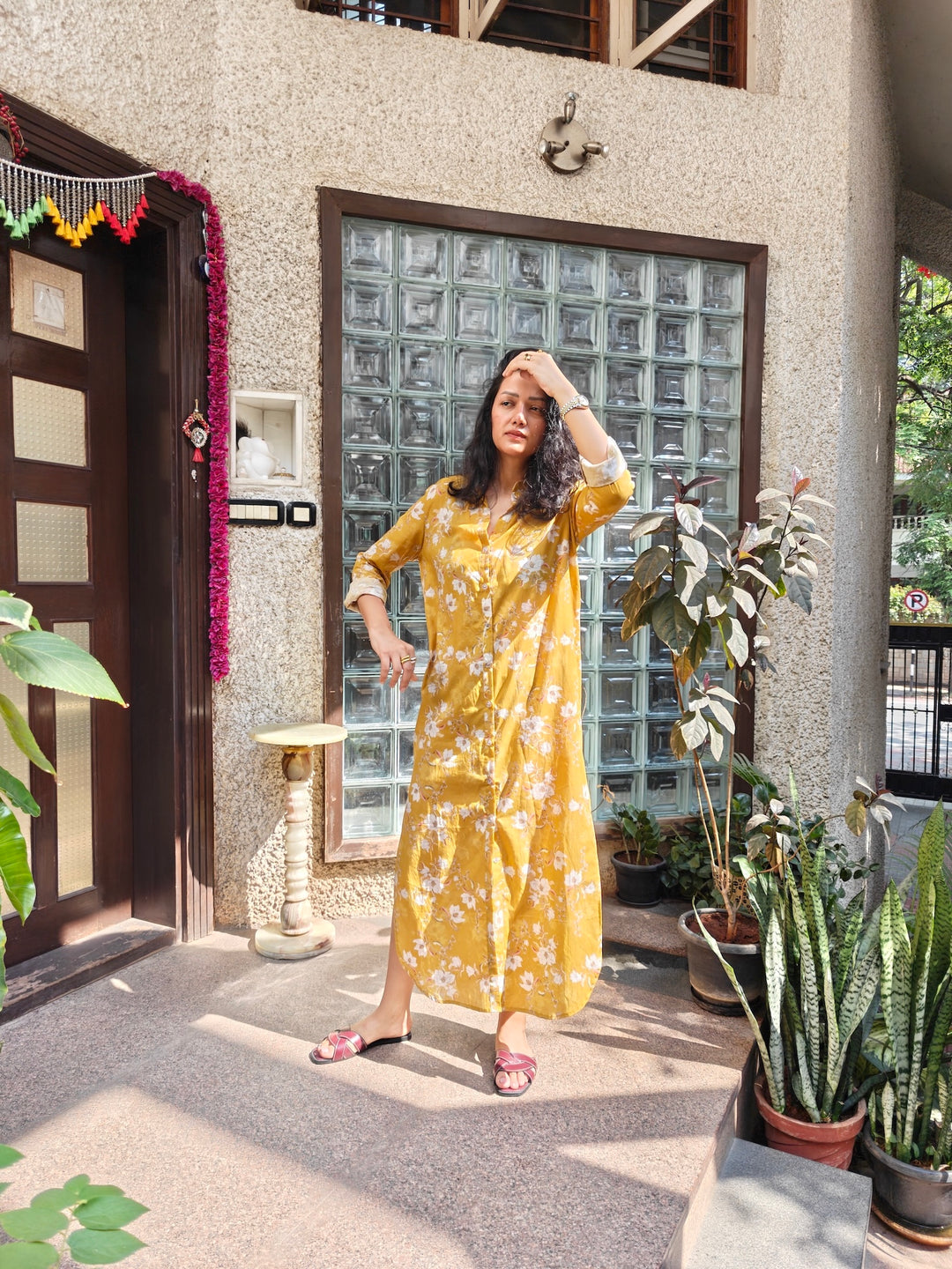 Yellow Long Shirt Dress