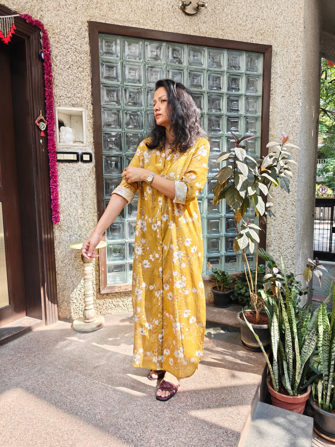 Yellow Long Shirt Dress