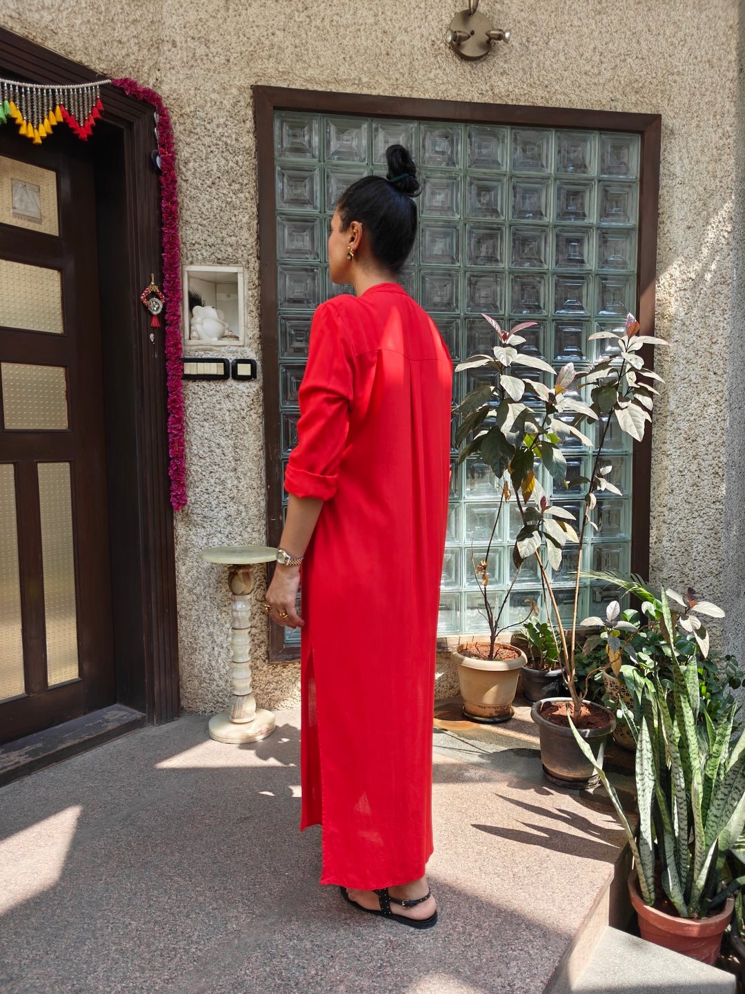 Red Long Shirt Dress