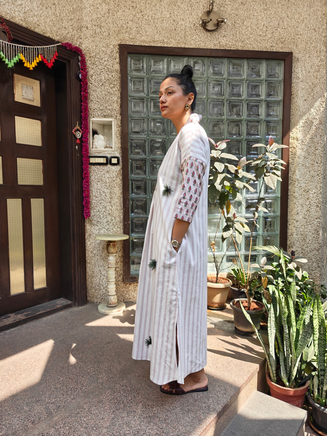 Striped Cotton Long Dress
