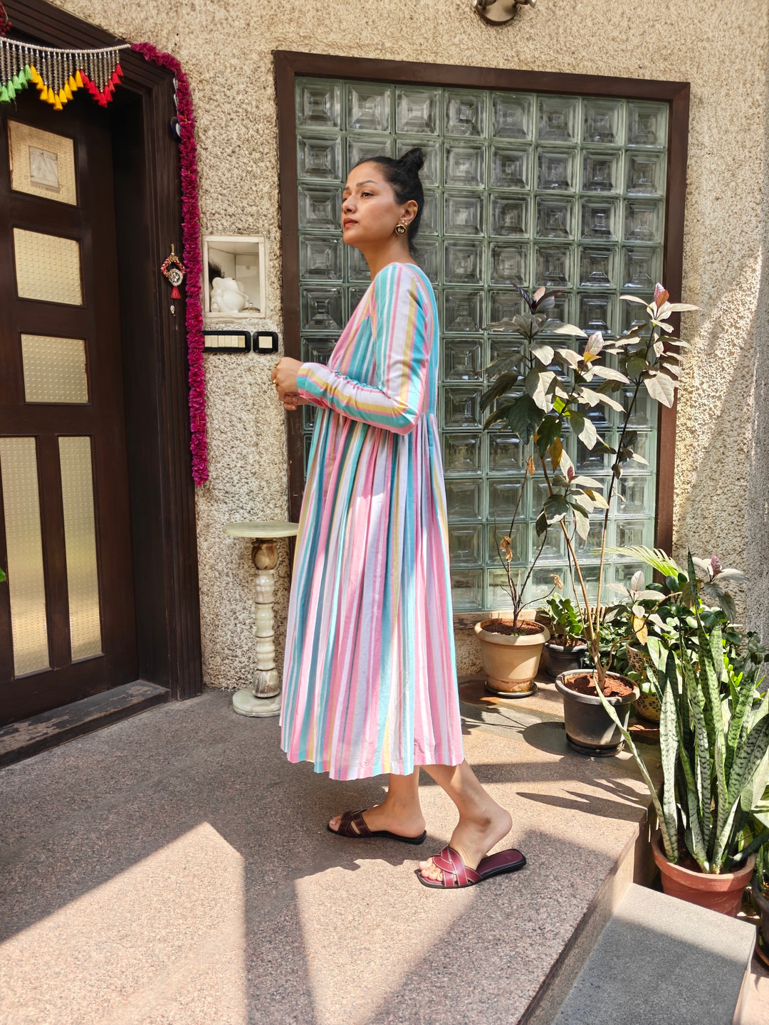 Colourful Churi Sleeve Dress