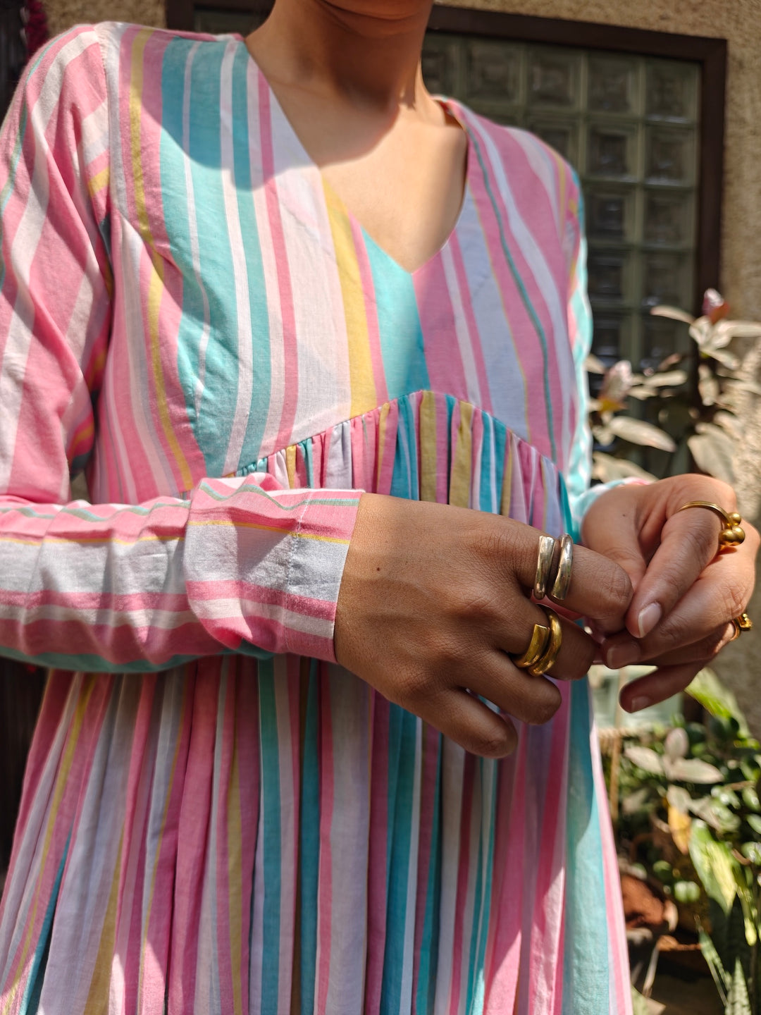 Colourful Churi Sleeve Dress