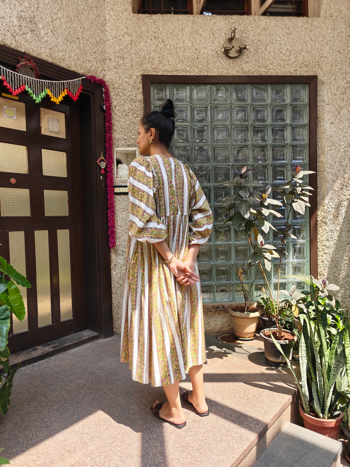 Yellow jaipuri flare dress