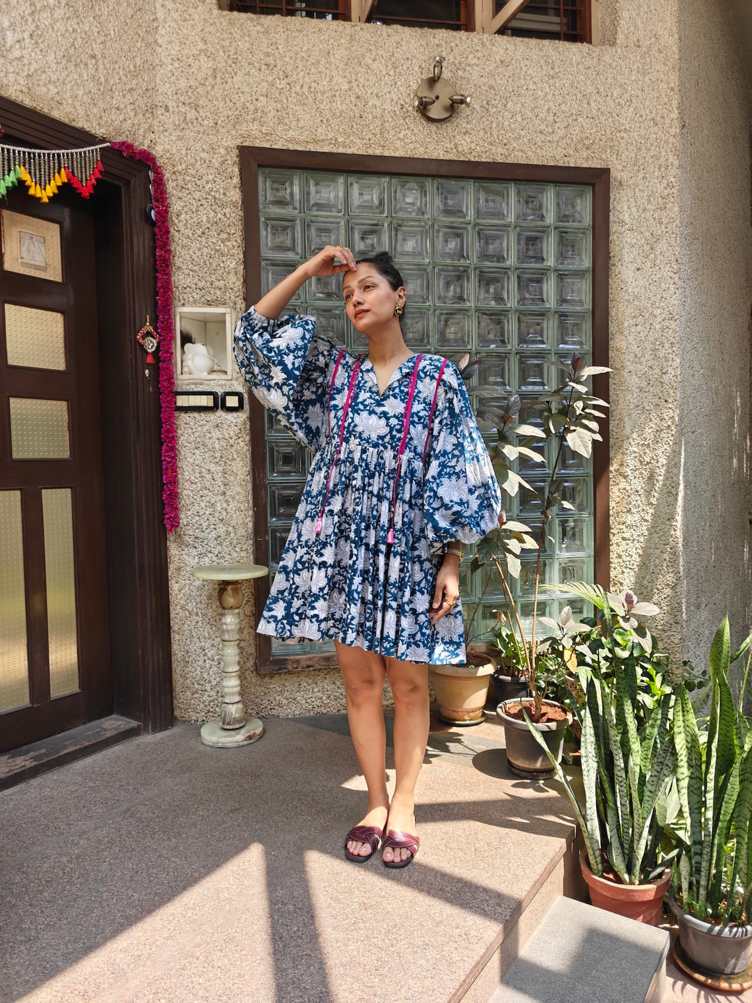 Blue Jaipuri Flare Dress