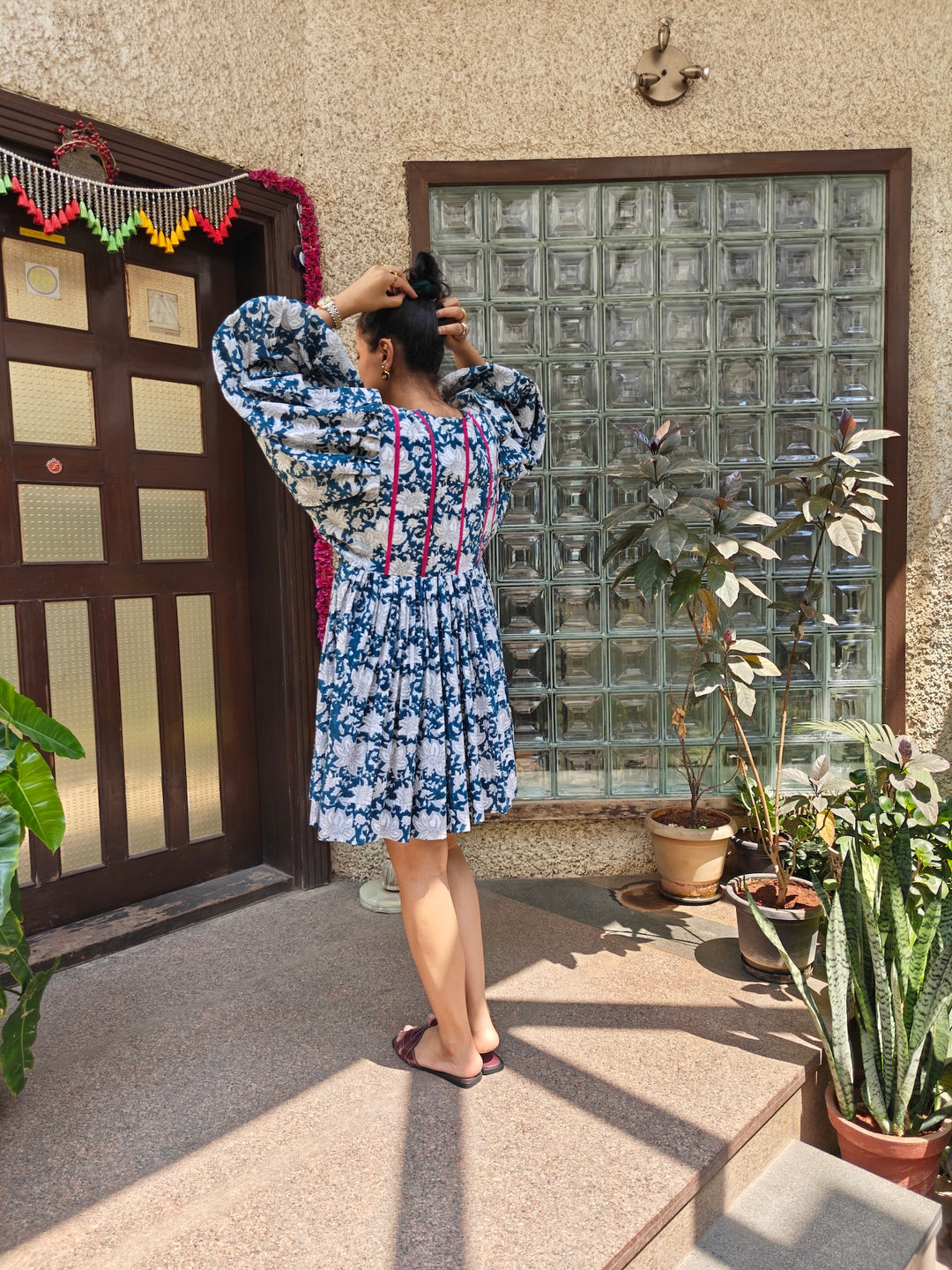 Blue Jaipuri Flare Dress