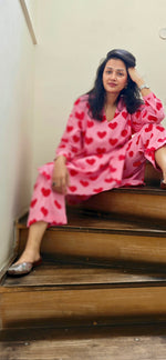 Load image into Gallery viewer, Pink Heart Print Co-ord Set
