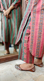 Load image into Gallery viewer, Maroon with Green Strips Co-ord Set

