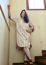 Load image into Gallery viewer, White with Pink Strips Co-ord Set
