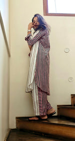 Load image into Gallery viewer, White with Pink Strips Co-ord Set
