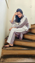 Load image into Gallery viewer, White with Pink Strips Co-ord Set
