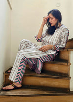Load image into Gallery viewer, White with Pink Strips Co-ord Set
