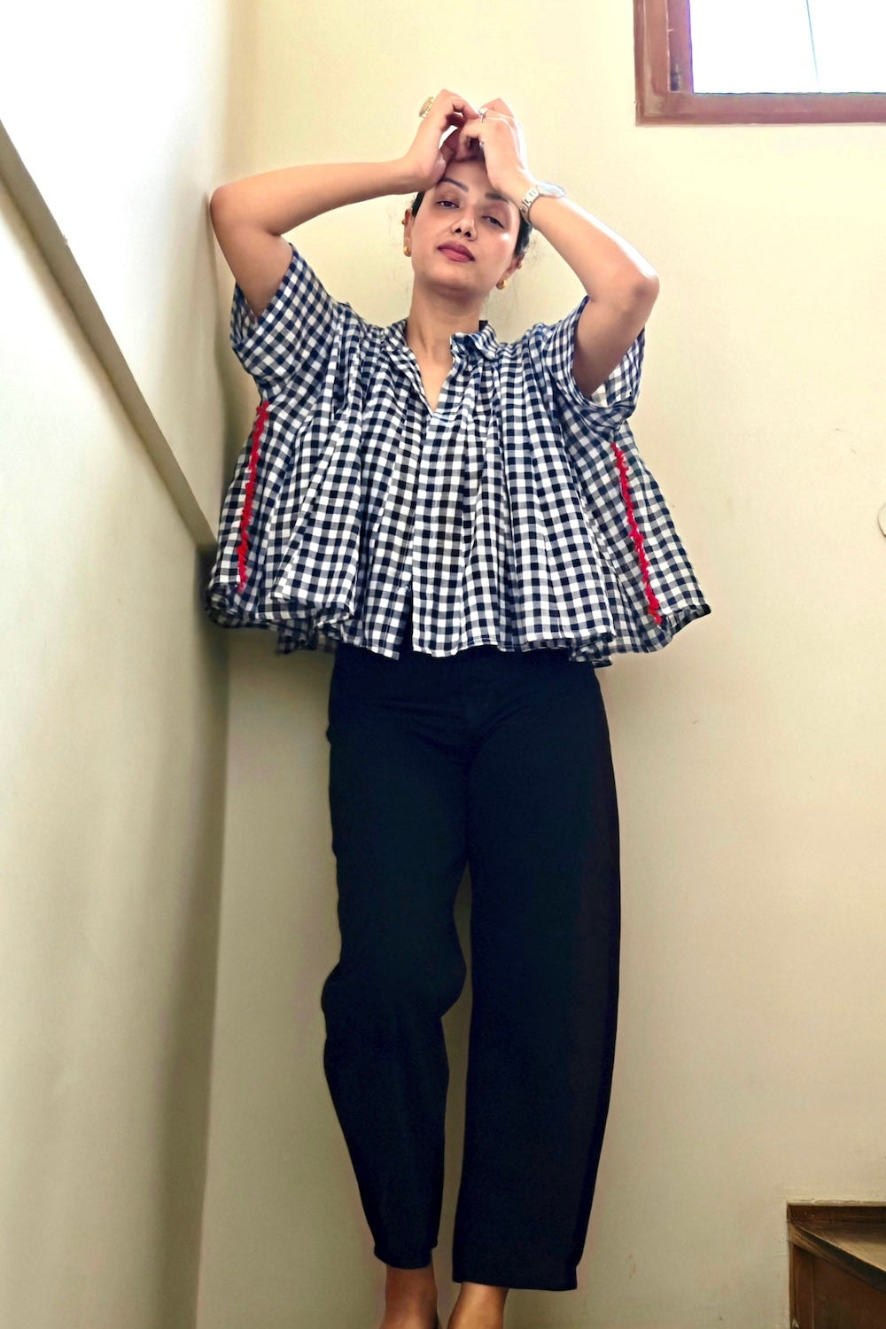 Blue & White Checks Short Shirt