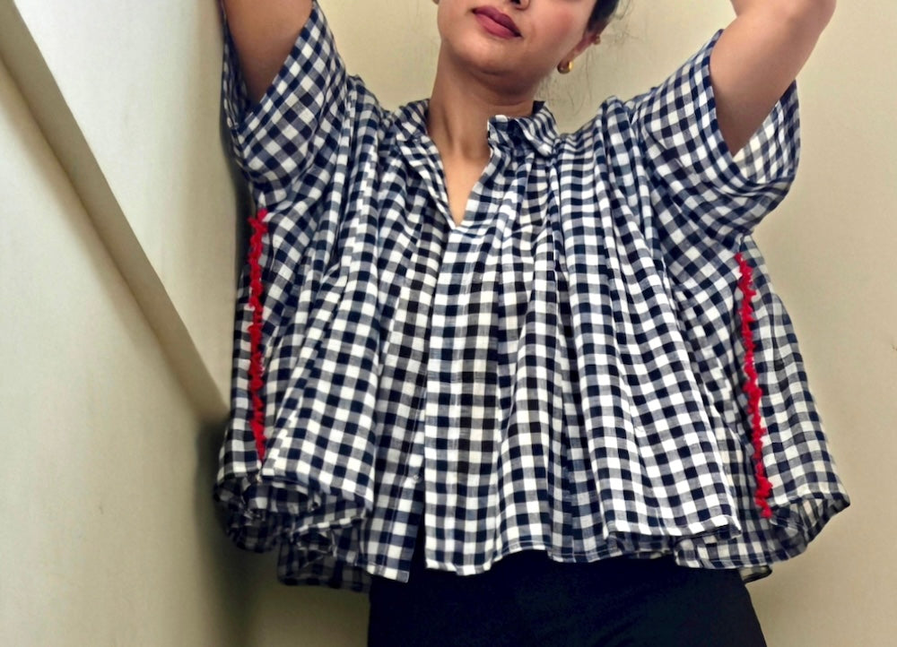 Blue & White Checks Short Shirt