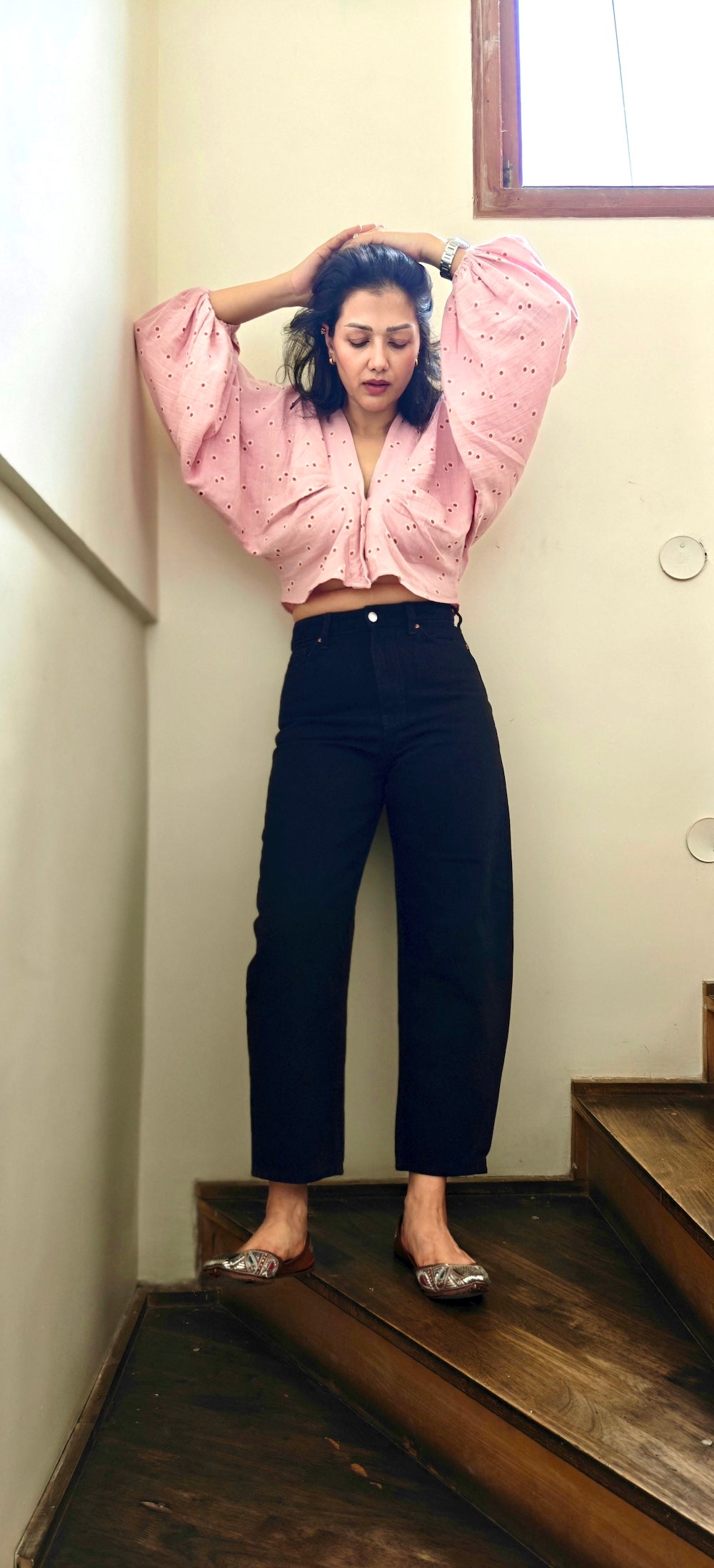 Balloon Sleeves Pink Top