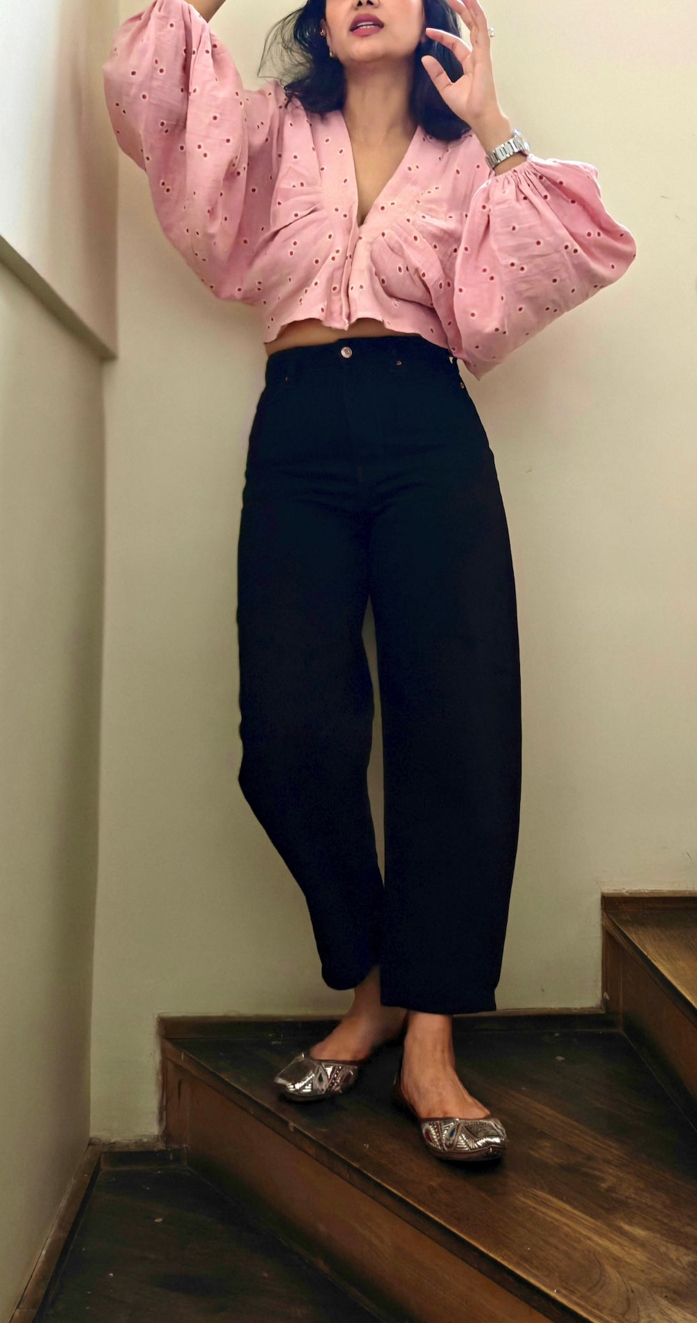 Balloon Sleeves Pink Top