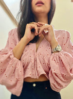 Load image into Gallery viewer, Balloon Sleeves Pink Top

