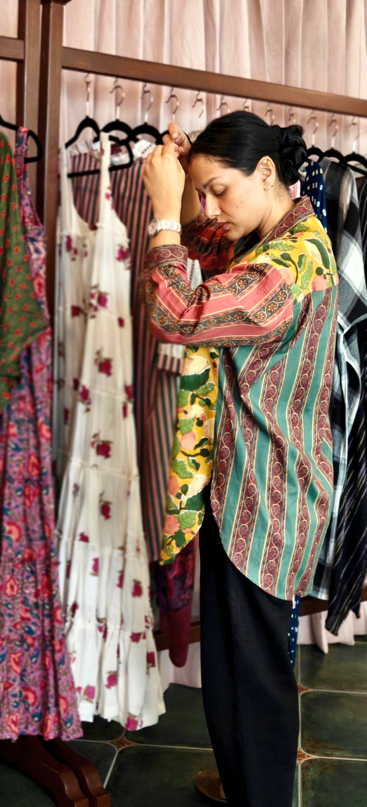 Musturd green floral print